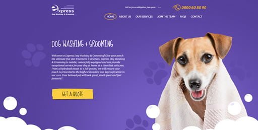 latest website design for express dog washing